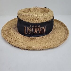 Vintage 1993 US Open Golf Championship Straw Hat Navy Ribbon Bow Collectible